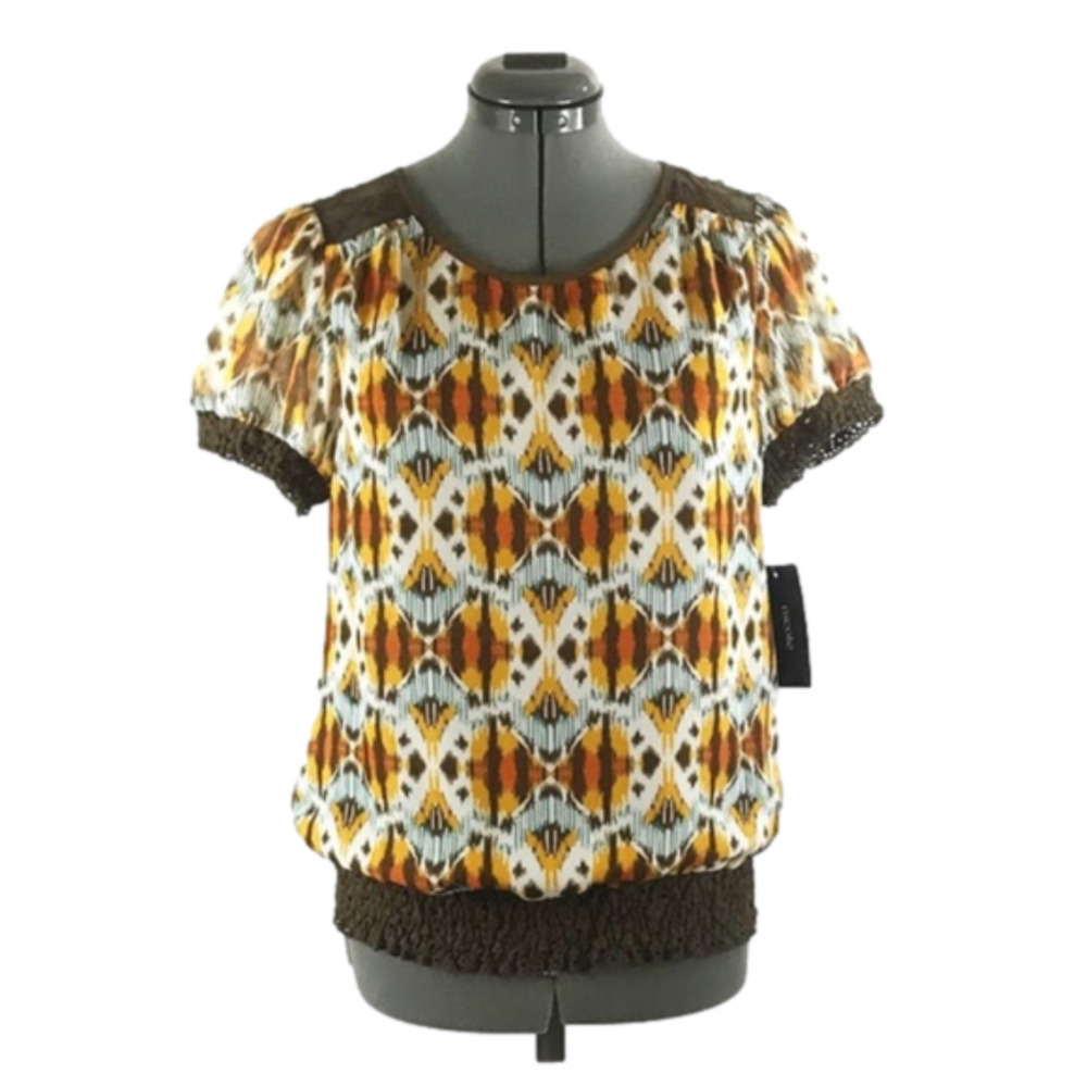 Nicole by Nicole Miller NWT! Sahara Sun abstract print blouse. Size S